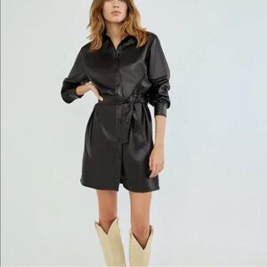 Aritzia Wilfred Caroline Leather Dress Size XS Black